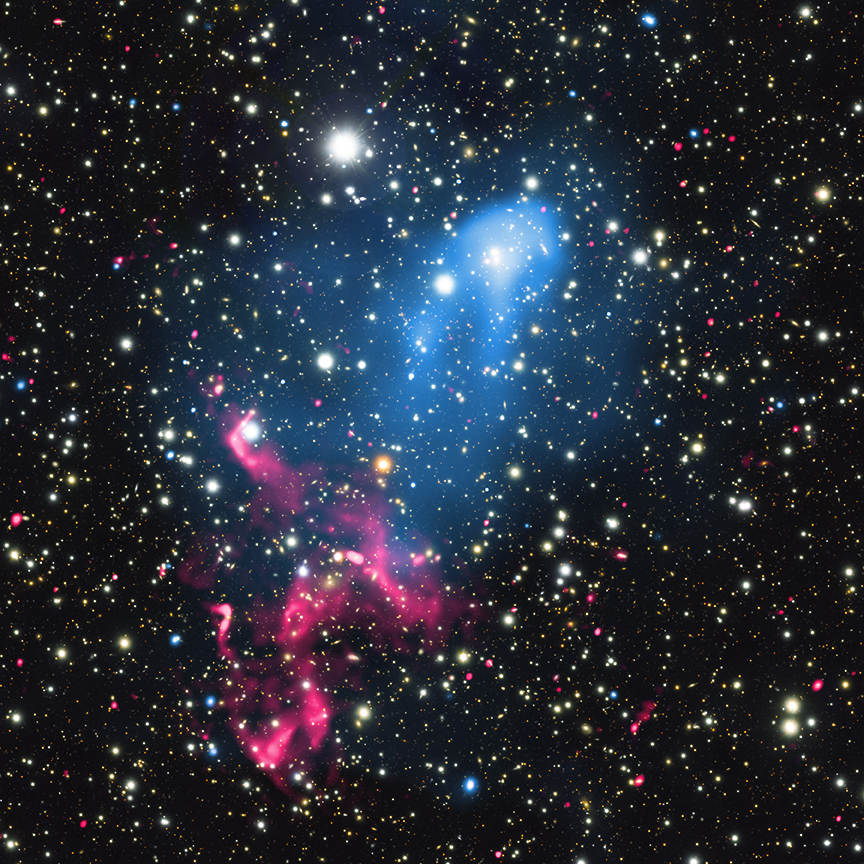 Black Hole and Galaxy Crash Supercharge Blazing-Fast Particles